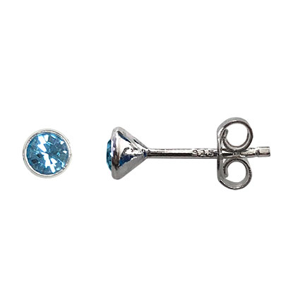 4mm Birthstone Bezel Earstuds STS-Aquamarine/March