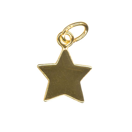 10mm Flat Star Charm St Silver 24k Gold Plated