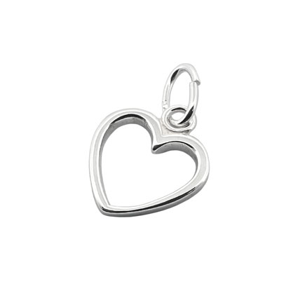 10mm Open Heart Charm Sterling Silver