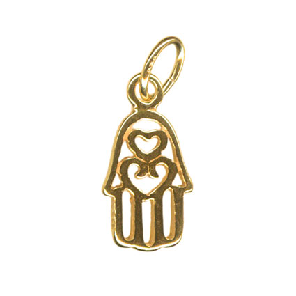 15mm Mini Hamsa Charm St Silver 24k Gold Plated
