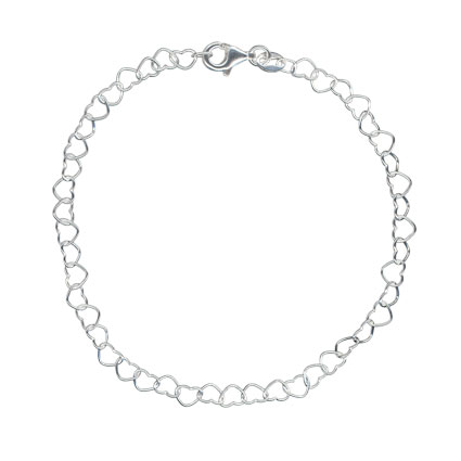 7.5"5mm Heart Chain Bracelet Sterling Silver