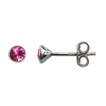 4mm Birthstone Bezel Earstuds STS-Tourmaline/October