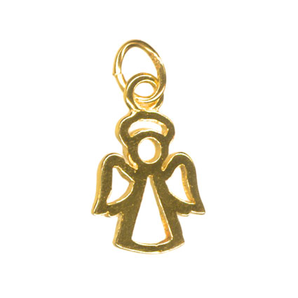 15mm Open Angel Charm St Silver 24k Gold Plated
