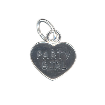 12mm Party Girl Heart Charm Sterling Silver
