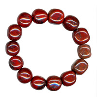 10-12mm Polished Baroque Bead Bracelet Poppy Jasper