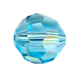 8mm Czech Crystal Round Facet Beads: Aquamarine
