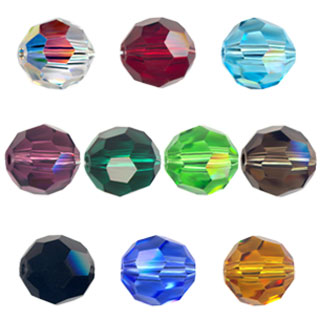 8mm Czech Crystal Round Facet Beads: Mix