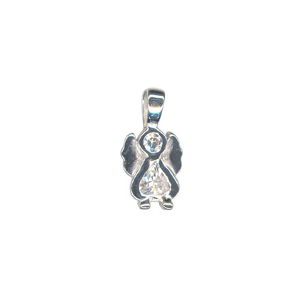11mm Angel Pendant St Silver w/CZ stones