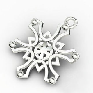12mm Fancy Snowflake Charm Sterling Silver px