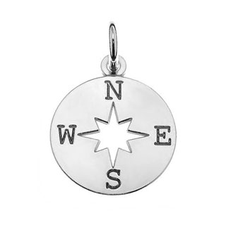 13mm Compass Charm Sterling Silver