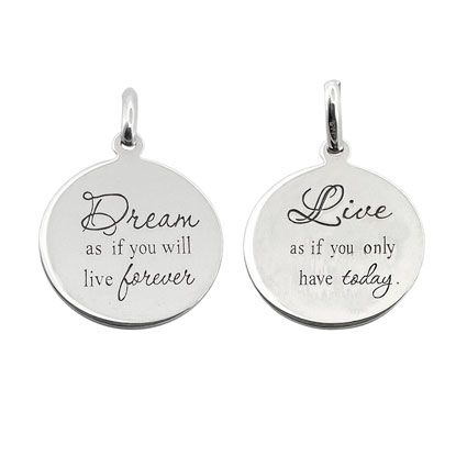 16mm Dream & Live Pendant Sterling Silver