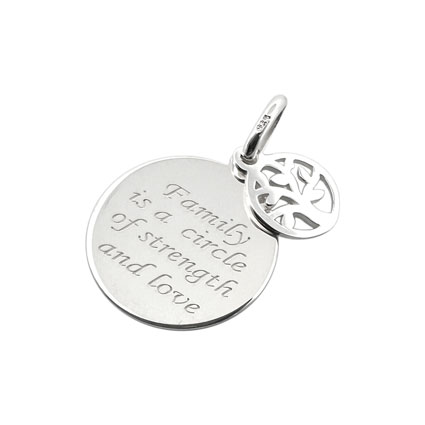 16mm Family Pendant w/Tree of life Sterling Silver