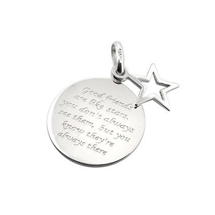 16mm Good Friends w/Star Sterling Silver Pendant