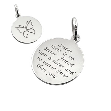 16mm No Better Sister Sterling Silver Pendant