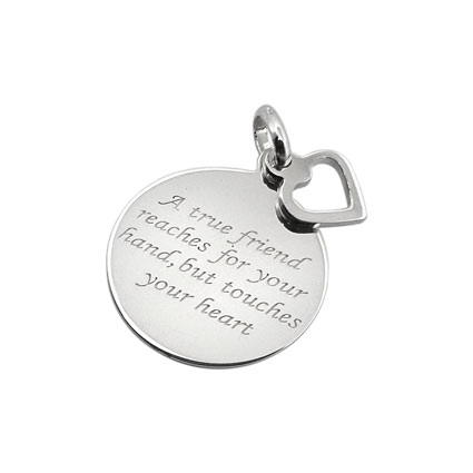 16mm True Friends w/Heart Sterling Silver Pendant