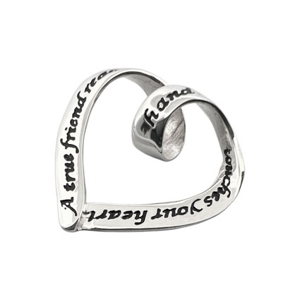 18mm Heart Ribbon Message Pendant St Silver