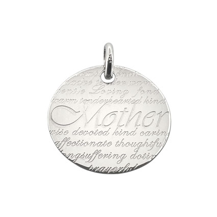 20mm Mother Script Sterling Silver Pendant