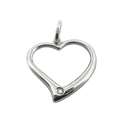 20mm Open Heart w/CZ 13mm Sterling Silver Pendant