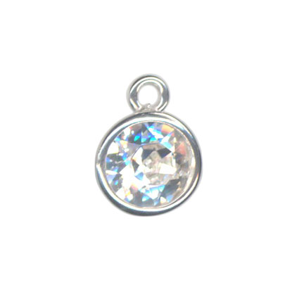 6mm Bezel Drop Sterling Silver w/Crystal CZ