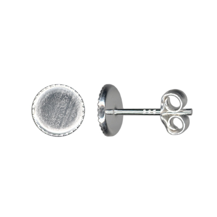 6mm Milled Edged Ear Stud w/Scrolls Sterling Silver