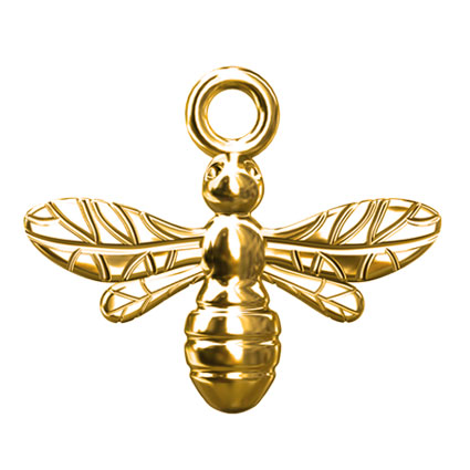15mm Bee Charm St Silver 24k Gold Plated
