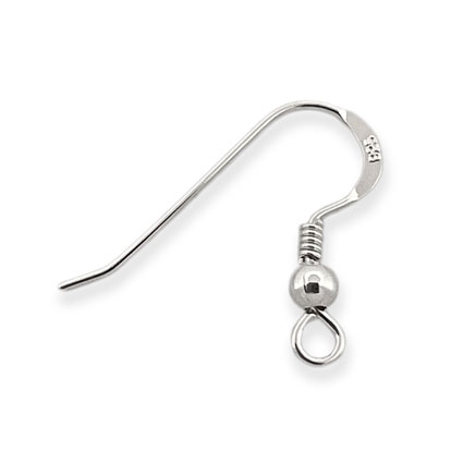 Fish Hook Earring w/Ball & Spring Sterling Silver