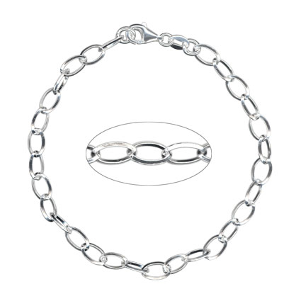 7.5"Oval link (Triangle wire) Bracelet Sterling Silver