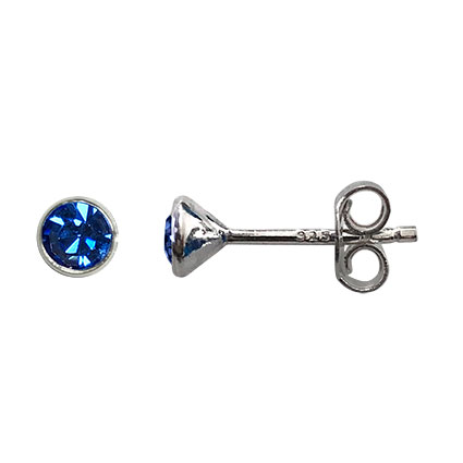 4mm Birthstone Bezel Earstuds STS-Sapphire/September