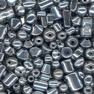 100g 4-10mm Glass Bead Mix Shiny Silver