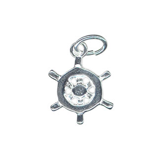 10mm Ships Wheel Charm Sterling Silver