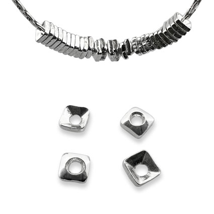 2mm Square Washer Bead Sterling Silver