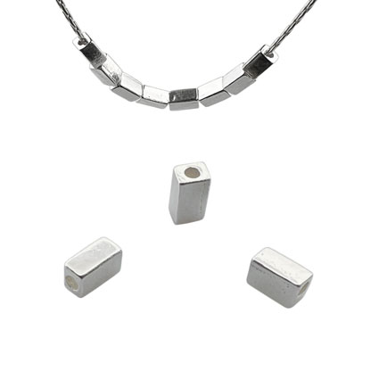 2x4mm Brick Bead Sterling Silver