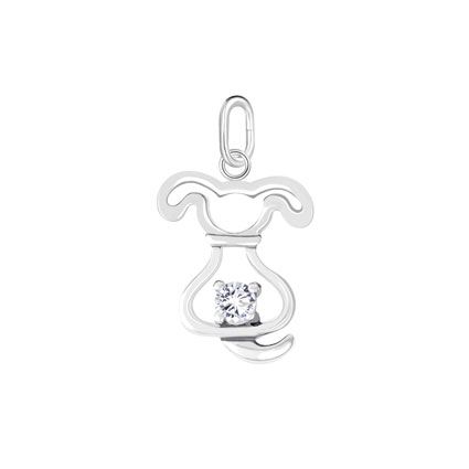 26mm CZ Dog Charm Sterling Silver