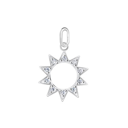 12mm CZ Sun Charm Sterling Silver