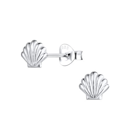 6mm Shell Ear Studs w/scrolls Sterling Silver