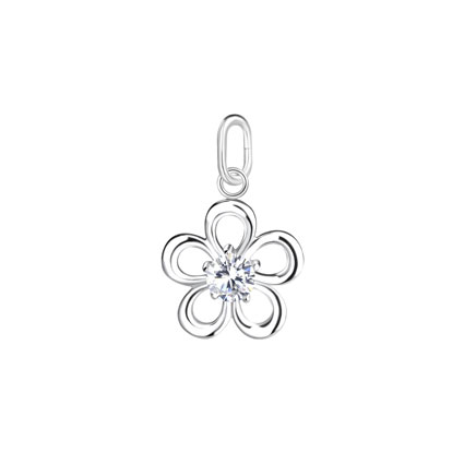 12mm CZ Flower Charm Sterling Silver