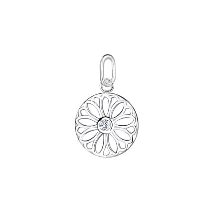 12mm CZ Flower Charm Sterling Silver