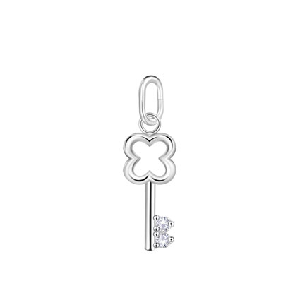 14mm CZ Key Charm Sterling Silver
