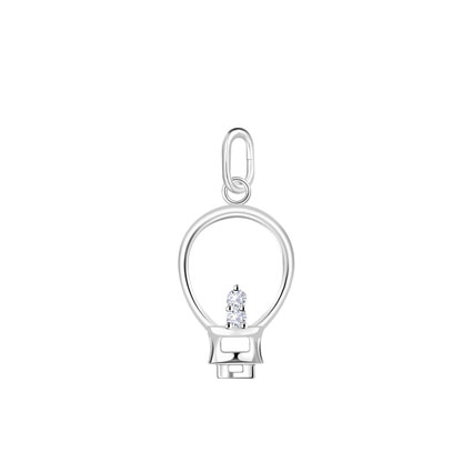 13mm CZ Light Bulb Charm Sterling Silver