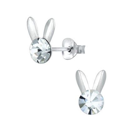 9mm CZ Rabbit Ear Studs w/scrolls Sterling Silver