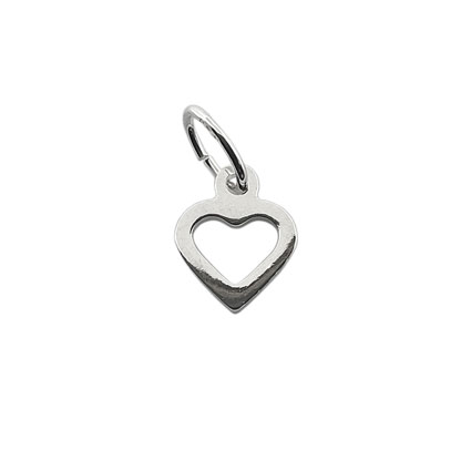 7mm Mini Open Heart Charm Sterling Silver