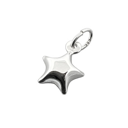 8mm Puff Star Charm Sterling Silver