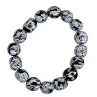 10-12mm Polished Baroque Bead Bracelet Snowflake Obsidian