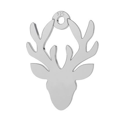 15mm Stag Head Charm Sterling Silver