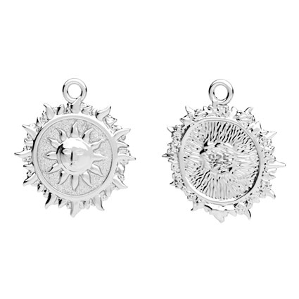 16mm Sun Coin Pendant Sterling Silver