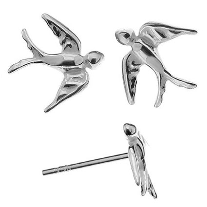 10mm Swallow Ear Studs Sterling Silver