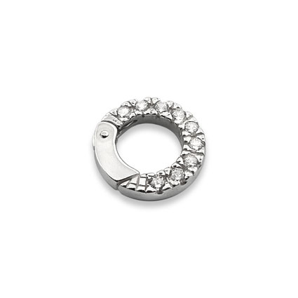 11mm CZ Round Push Clasp Sterling Silver
