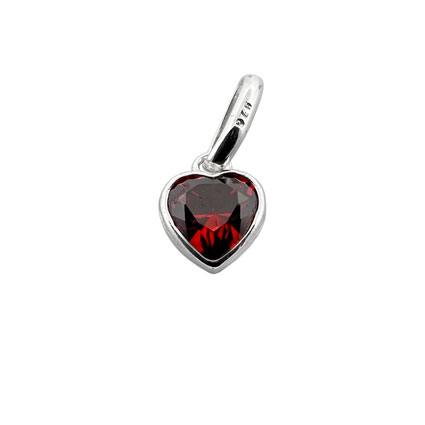 5mm CZ Heart Birthstone Charm STS-Garnet/January