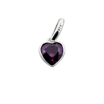 5mm CZ Heart Birthstone Charm STS-Amethyst/February