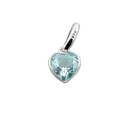 5mm CZ Heart Birthstone Charm STS-Aquamarine/March